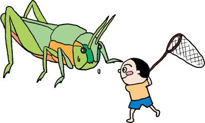 batta 子どもと巨大バッタイラスト